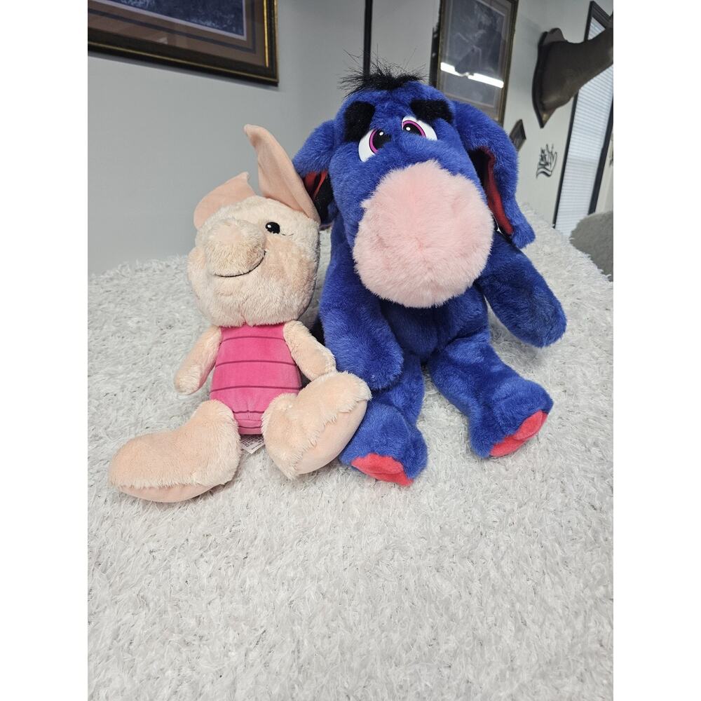 Vintage 1998 Liberty Toy Co Eeyore & Disney Store Piglet Plush Set Winnie Pooh